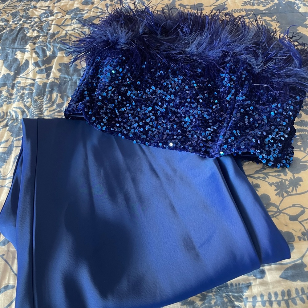 Blue Satin Set Indigo Octopus